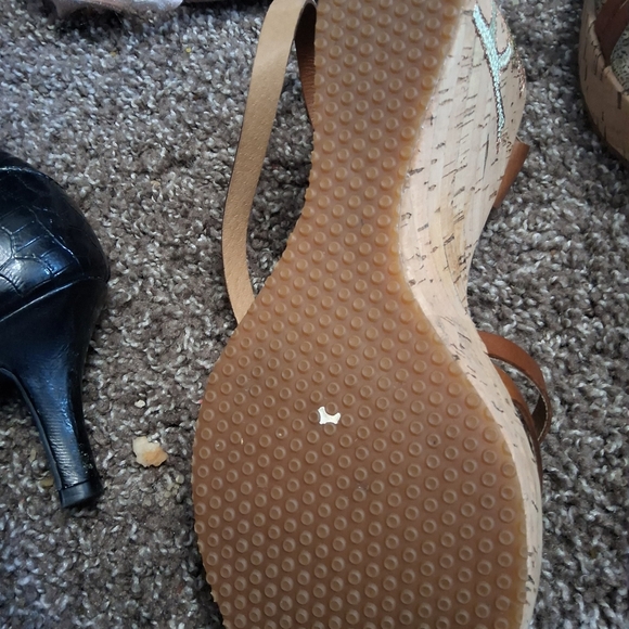 Rebels Elegant Tan Strappy Wedge Sandals - Picture 9 of 10